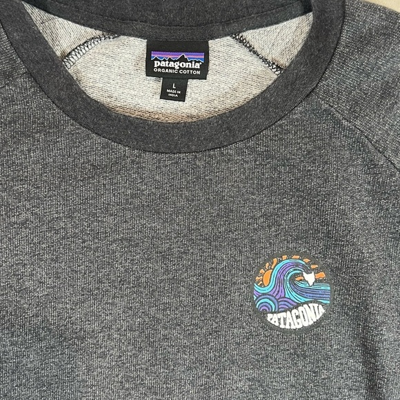 Patagonia Large Soft Cotton Crewneck Sweater Large Logo Cool Vibes EUC - Picture 4 of 10